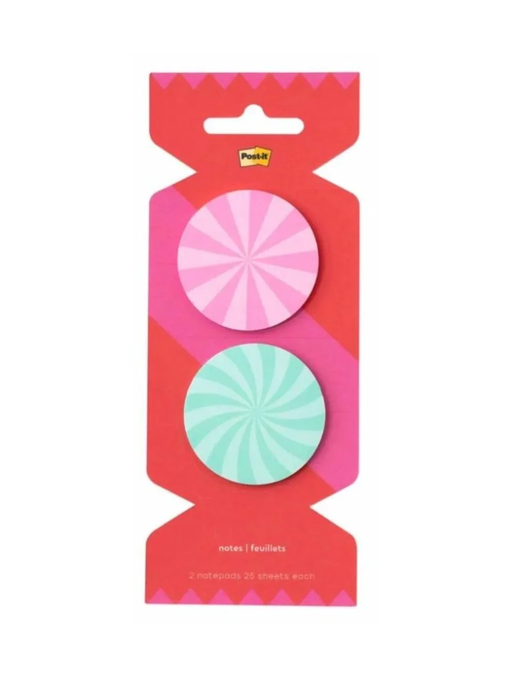 Post-it® 2 Packs Jingle Notes Gingerbread Man/Candy And Pink Green Round Candy